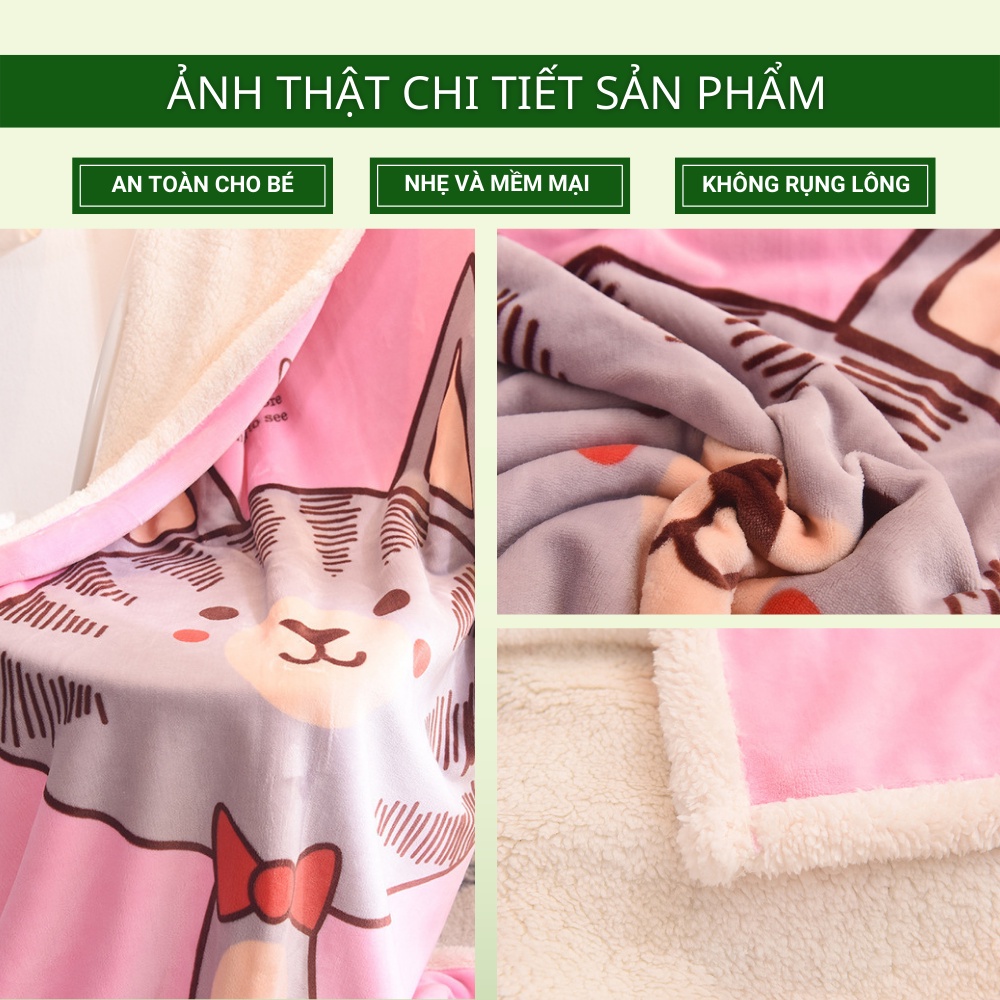 Chăn Lông Cừu HOMIES Bedding &amp; Décor 2 Lớp Cho Bé Đến Trường Họa Tiết Đa Dạng - Kích Thước 1m x 1m4