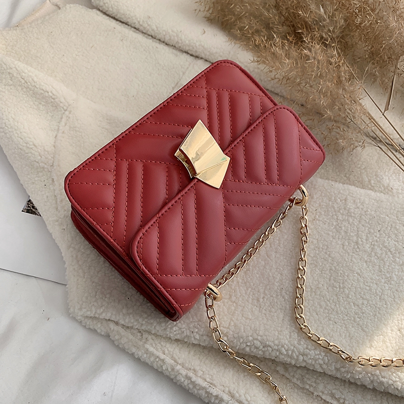 Túi Đeo Vai Hình Vuông Phối Dây Đeo Sợi Xích Phong Cách Hàn Quốc Thời Trang Cho Nữ