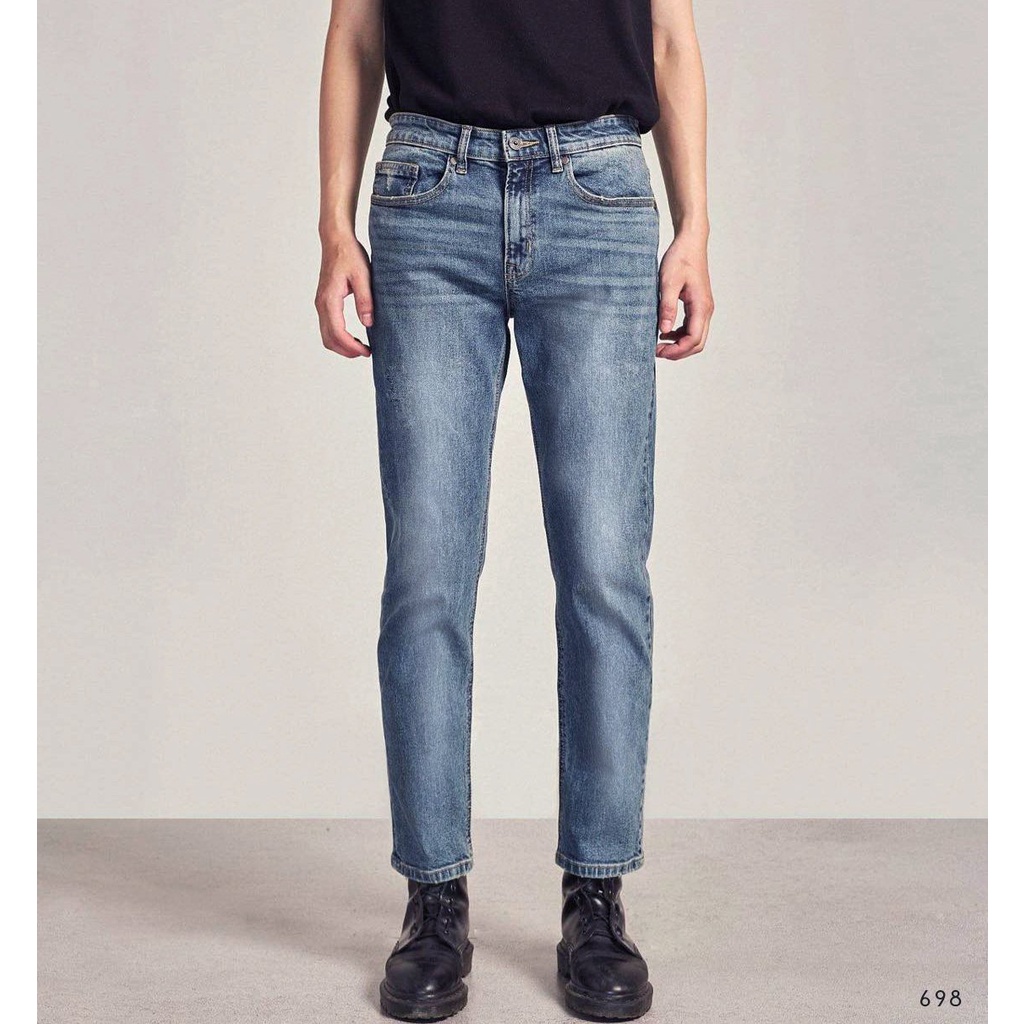 Quần jean nam Xanh Trơn màu Đậm cao cấp vải denim siêu co dãn hàng siêu hot  Mộc Clothes - 302