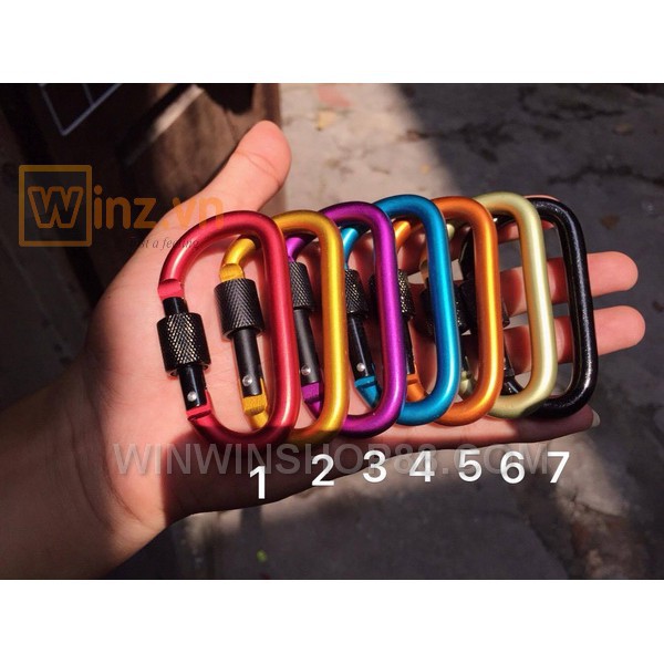 Combo 10 Móc Khóa Đa Năng Nhôm Đi Phượt 8cm, Móc Treo Đồ Du Lịch Chữ D Carabiner