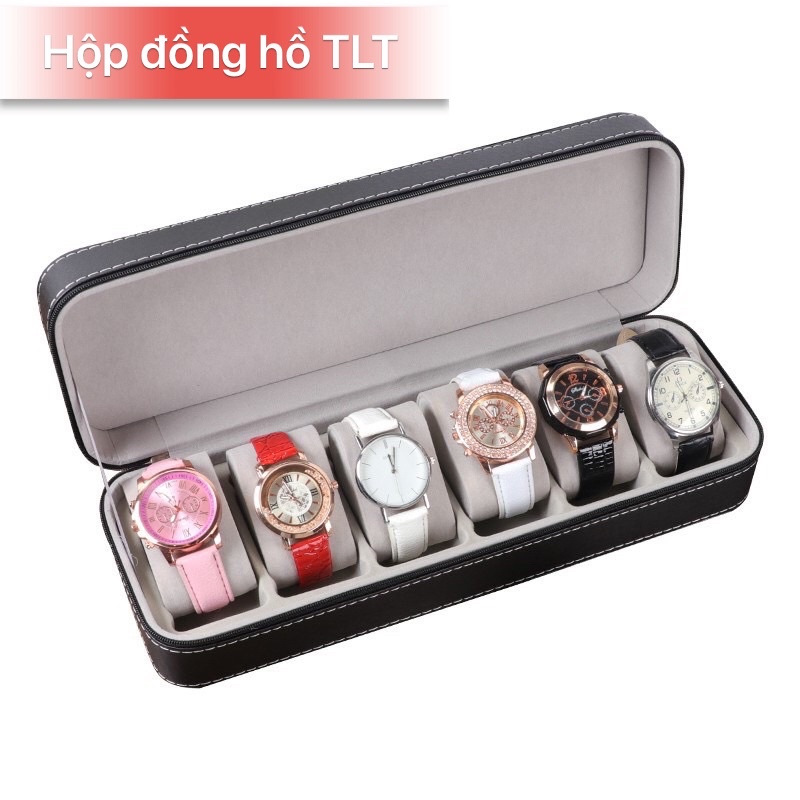 hộp đồng hồ 6 ngăn nắp kín có khoá kéo