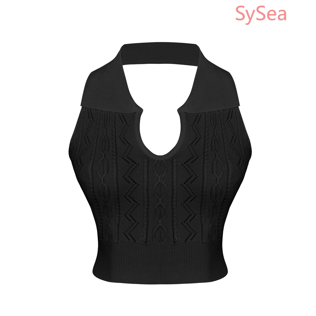 Áo Hai Dây Dệt Kim Cổ Bẻ Quyến Rũ Thời Trang Hè Cho Nữ