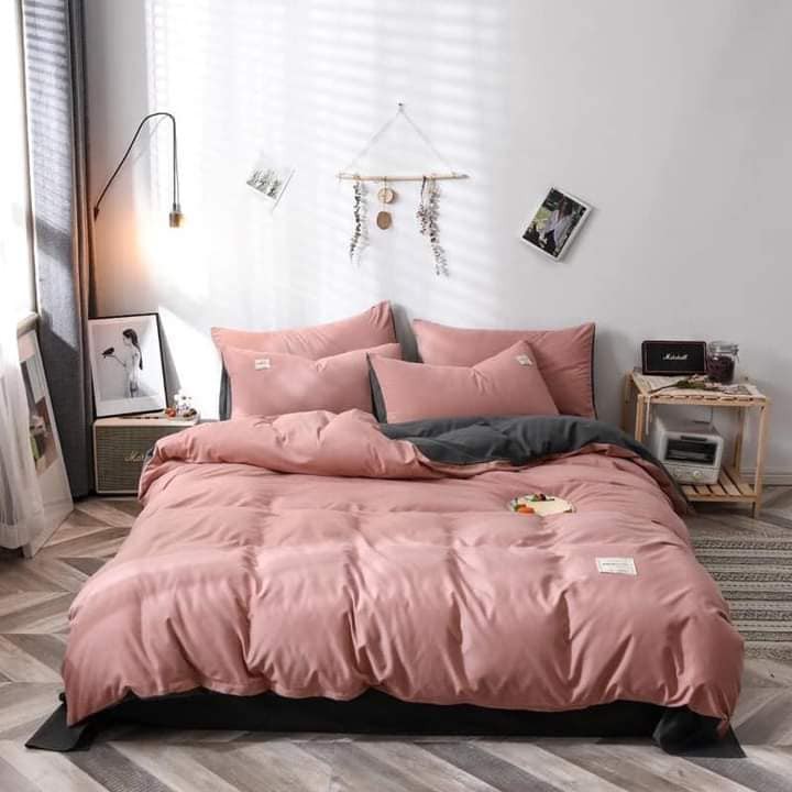 Bộ Vỏ chăn, ga gối cotton đũi cao cấp Tici nhập khẩu tone Hồng