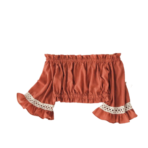 [Baywellfashion]Áo kiểu trễ vai tay loe họa tiết xếp ly thời trang nữ tính