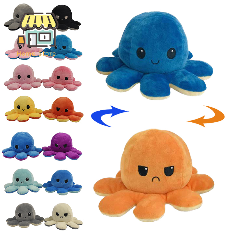 Fluffy double-sided plush stuffed octopus toy