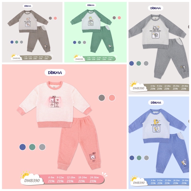 [FREESHIP] Bộ dài tay cotton len dày 9-36 tháng tuổi cho bé Dokma Voi.Kids DMB390