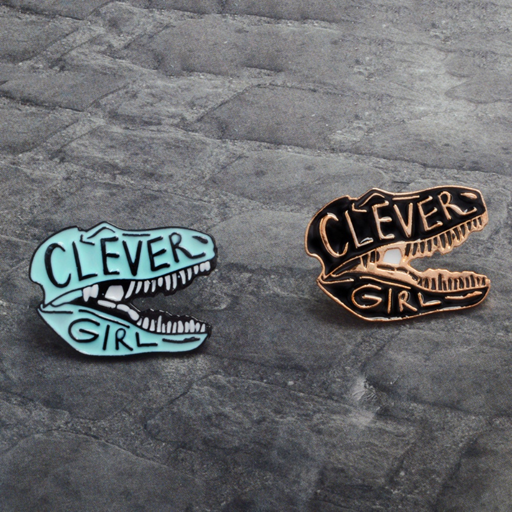 YOML✔Dinosaur Head Letters Print Enamel Unisex Brooch Pin Coat Sweater Shirt Ornament