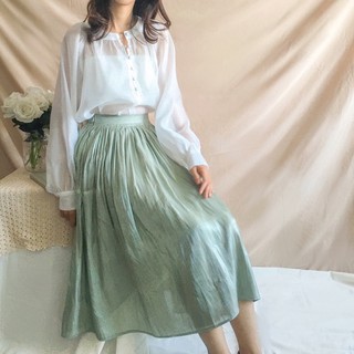CC District - Chân váy midi lụa óng Freya Skirt xanh mint