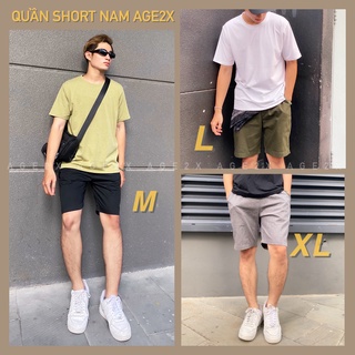 Quần Short nam AGE2X chất kaki cotton Wash mềm thấm mồ hôi, khô nhanh, chính hãng vnxk AGE2X