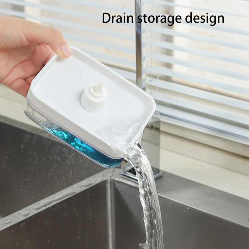 Bình Đựng Xà Phòng Kèm Giá Đỡ Bọt Biển Rửa Chén Tiện Dụng Cho Nhà Bếp