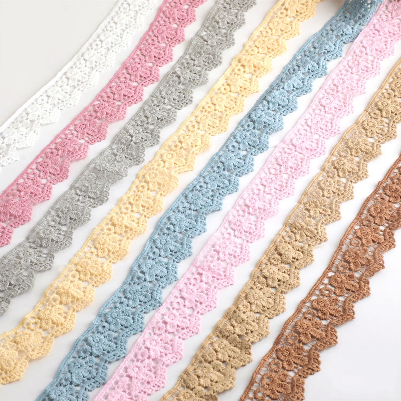 1 Mét Dây Ruy Băng Ren Thêu Hoa Hòa Tan Trong Nước 3.5cm Trang Trí Rèm Cửa diy