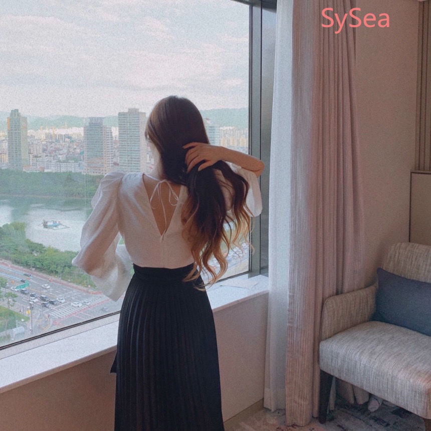 Set Áo Chiffon + Chân Váy Dài Xếp Ly Thời Trang Pháp Cho Nữ