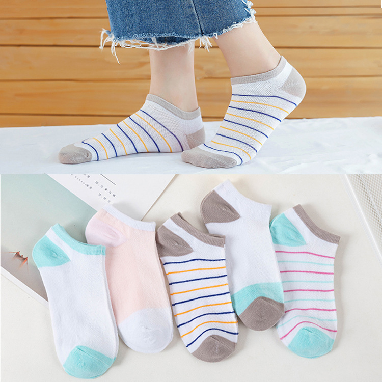 Bộ 5 đôi vớ cotton cổ ngắn thời trang dễ thương cho nữ sinh