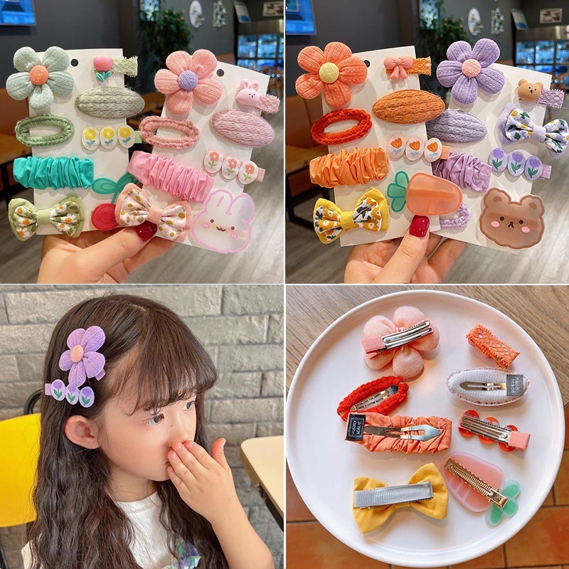 Set 8 Kẹp Tóc Nơ Dễ Thương Phong Cách Hàn Quốc 2022 Cho Bé Gái