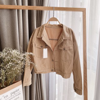 Áo khoác crop khaki