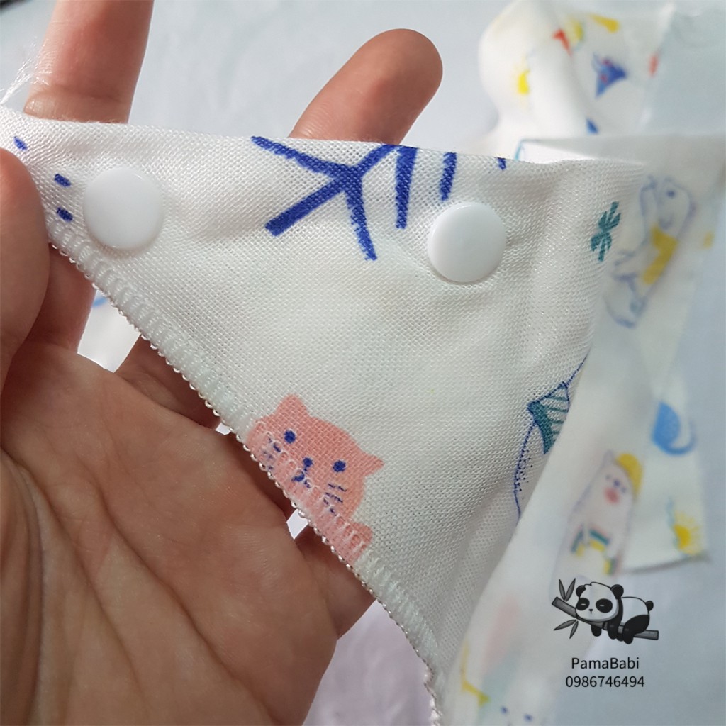 Yếm xô tam giác cotton cho bé (có cúc bấm)