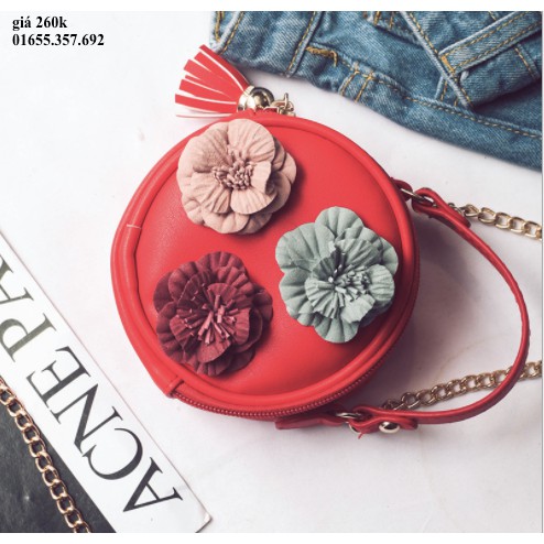 Túi đeo chéo hoa trà, túi xách mini hoa nổi họa tiết dễ thương