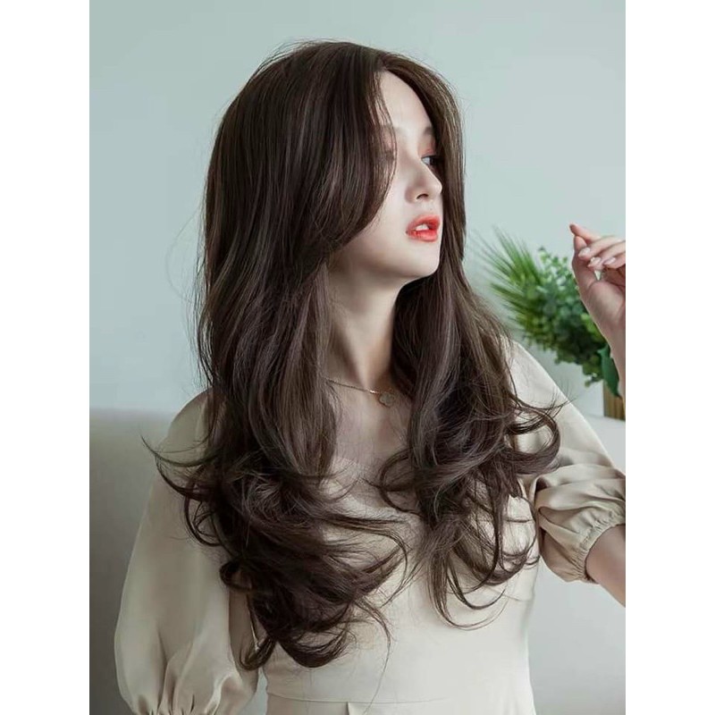 tóc giả 2 mái xoăn ❤️ freeship 50k❤️ tóc giả 2 mái hất xoăn+ tặng lưới chùm