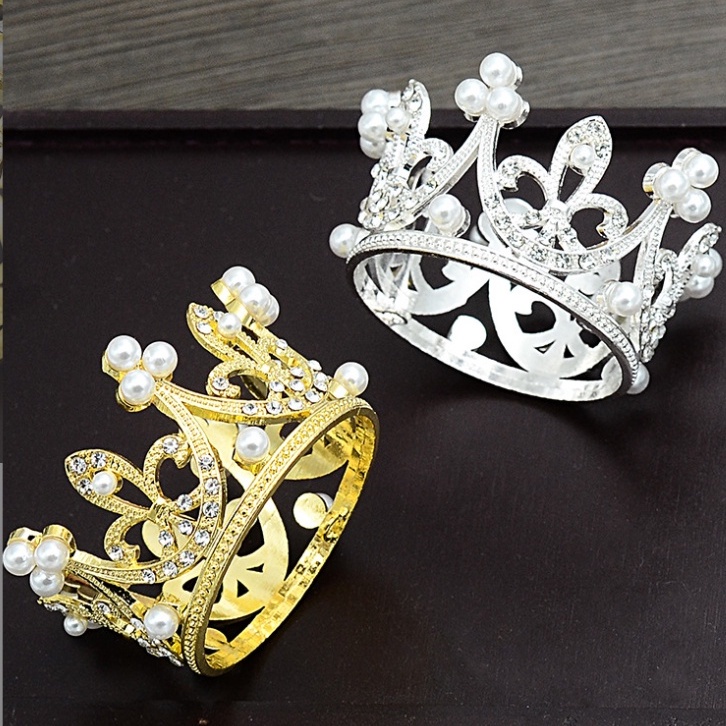 Vương Miện mini Đính Ngọc Trai Trang Trí Bánh Kem Sinh Nhật