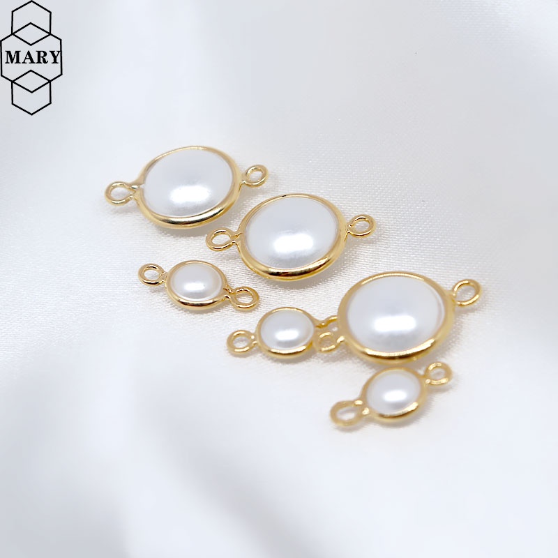 Mặt Dây Chuyền Hình Tròn Bằng Đồng 14K Đính Ngọc Trai Giả diy Dùng Làm Trang Sức Thủ Công