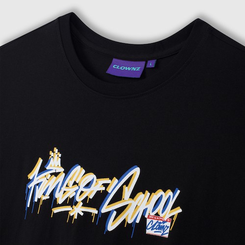 Áo thun tay lỡ local brand Clownz King Of School Full Print unisex form rộng, chất cotton