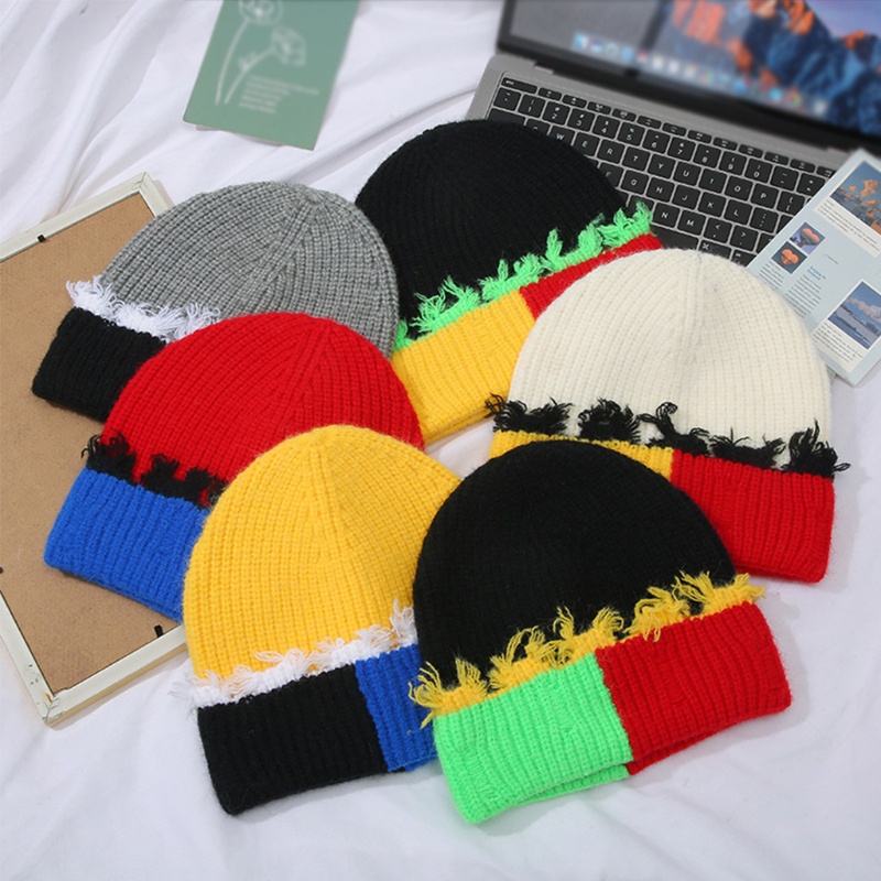 Mũ beanie Dệt Kim Co Giãn Màu Khối Đơn Giản Thời Trang Hàn Quốc