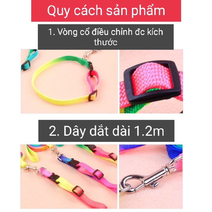 Dây dắt kèm vòng cổ siêu rẻ cho chó mèo - Mua 1 được 2 Hàng như hình