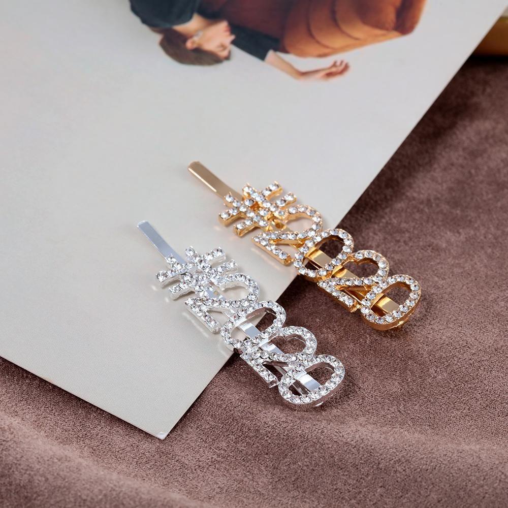 JUNE Kẹp Tóc Hình Chữ Cái Đính Đá Lấp Lánh Thời Trang