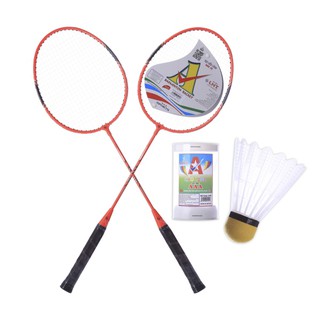 Vợt Cầu Lông RA18-LLN1 - 1 Cặp + 1 Quả Cầu Lông Nhựa - 100% Thép Mạ Crom, Sơn Đỏ Cam, Lưới 8kg, 68 x 22 cm – Giá tốt