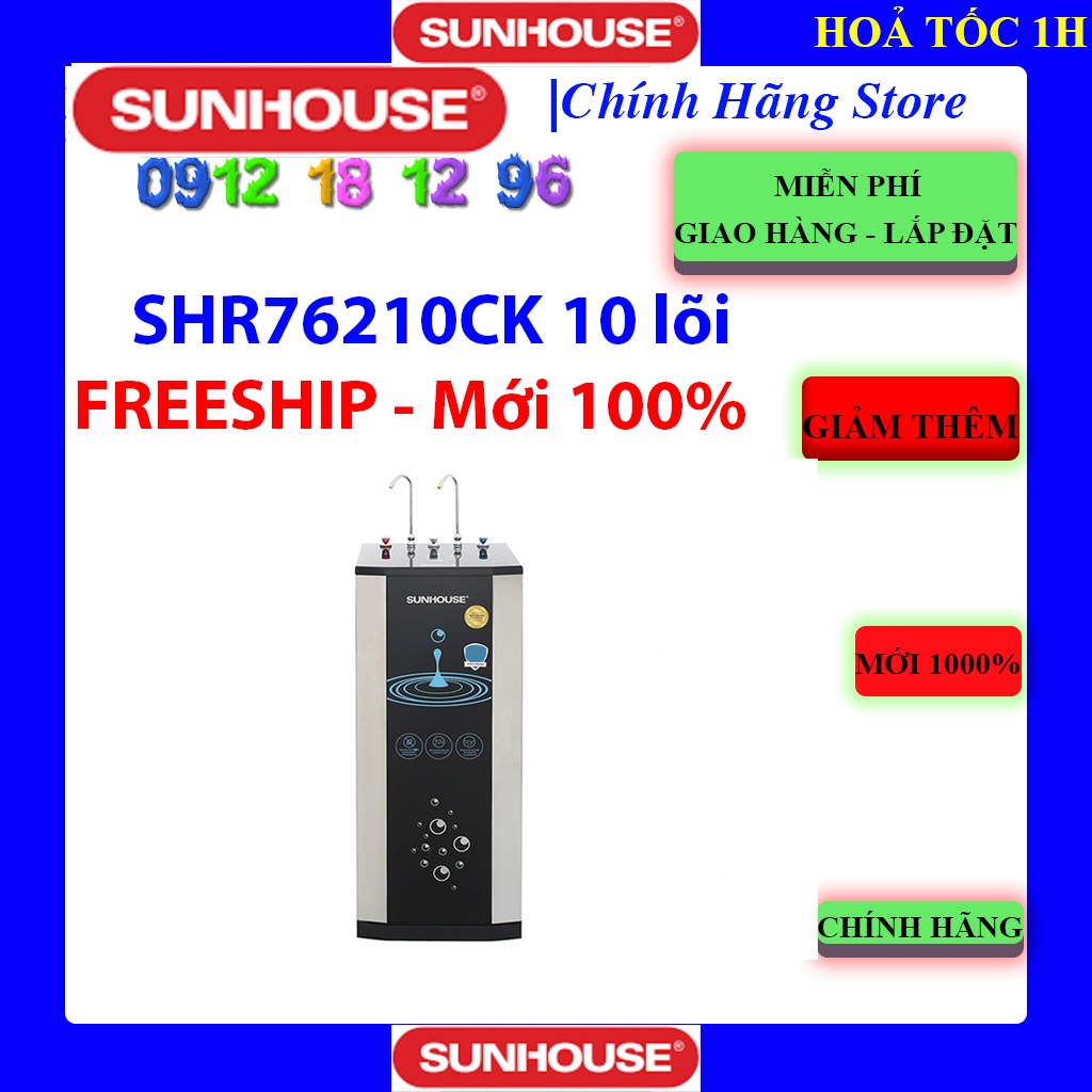 Máy lọc nước RO nóng nguội lạnh Sunhouse SHR76210CK 10 lõi
