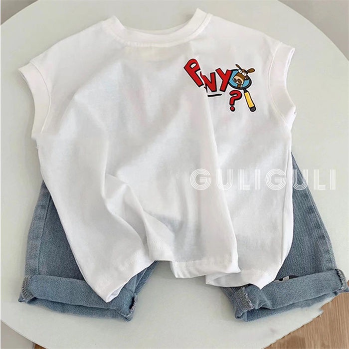 Áo Thun 100% cotton Sát Nách Dáng Suông In Họa Tiết Hoạt Hình Đáng Yêu Cho Bé