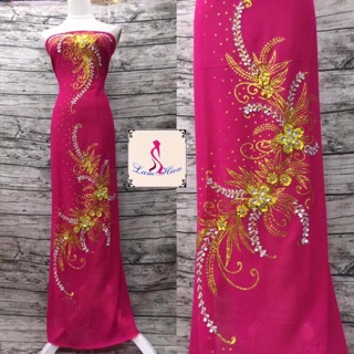 Vải áo dài đính cườm