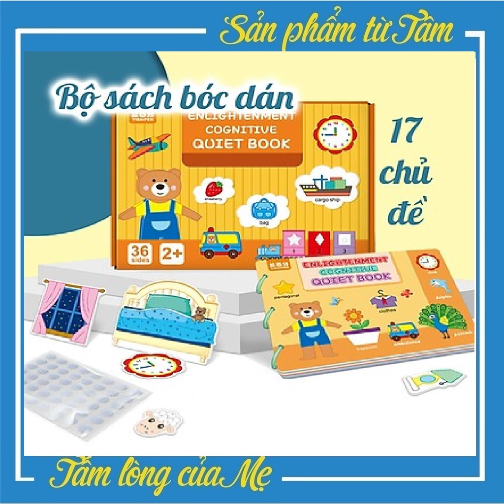 Đồ Chơi Giáo Dục Sớm Cho Bé, Bảng Bận Rộn Quiet Book, Busy Board, Bóc Dán Cho Bé 2-6 tuổi, Học Liệu Bóc Dán 17 Chủ Đề