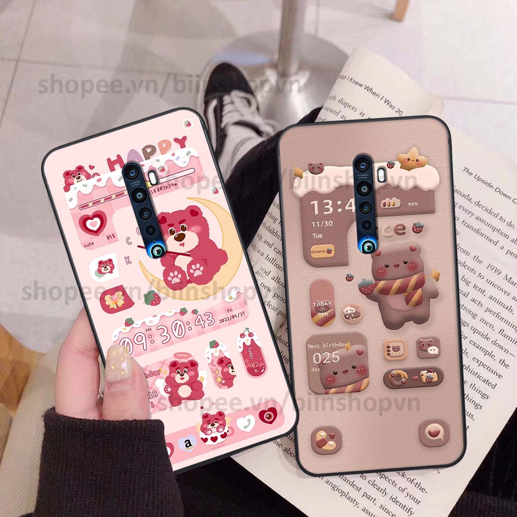 Ốp Oppo Reno 2f / Reno2 F in 3D icon gấu nổi siêu xinh, siêu đáng yêu, cá tính phong cách