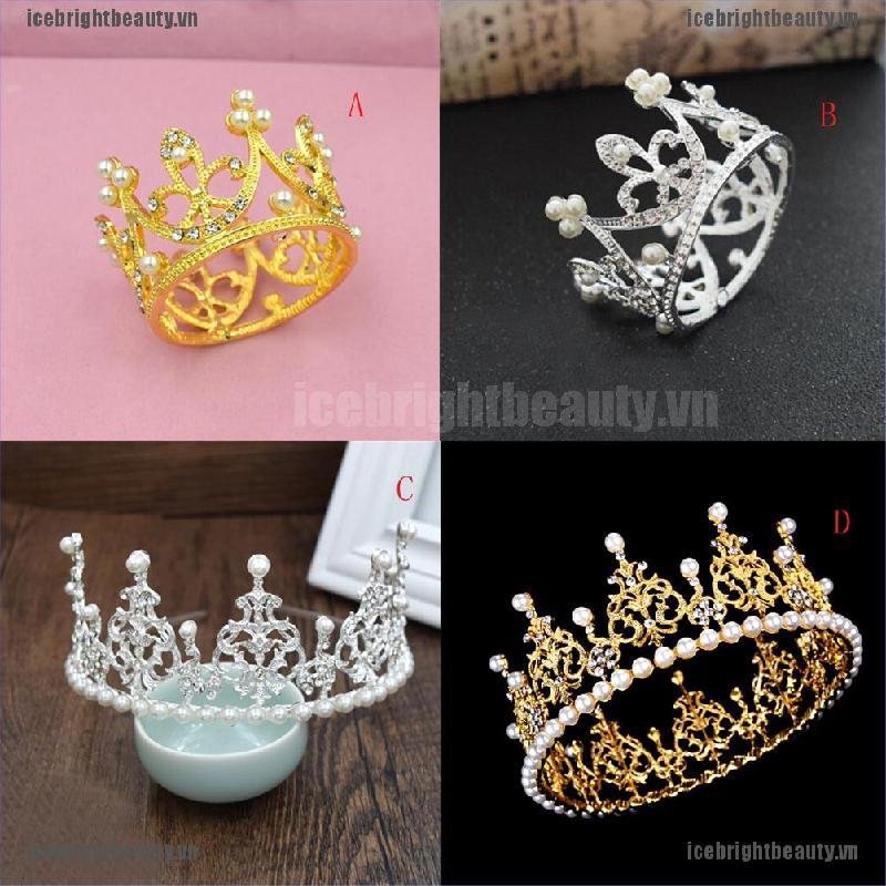 Vương Miện Cài Tóc Đính Đá Pha Lê Và Ngọc Trai Phong Cách Công Chúa