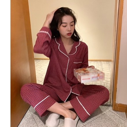 Bộ Pijama Chất Cotton Mềm Mịn, Thiết Kế Dễ Thương. Đồ Ngủ Cao Cấp Giá Rẻ. Pijama Kẻ Caro