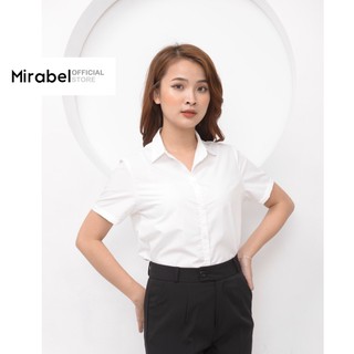Áo sơ mi nữ tay ngắn Mirabel, áo sơ mi Basic, áo sơ mi trắng nữ Cao Cấp