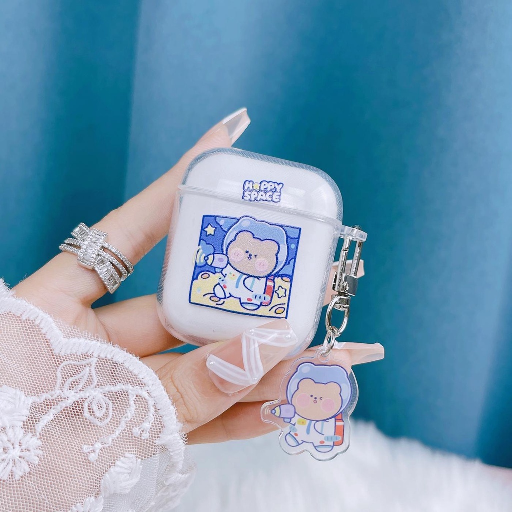 Vỏ Bảo Vệ Hộp Sạc Tai Nghe Bluetooth AirPods 1/2/3/Pro 2021 inPods i12 Bằng Tpu Trong Suốt In Hình Gấu Thỏ Dễ Thương