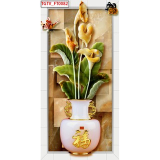 Tranh dán tường bình hoa loa kèn TDT15 (Không phai màu)