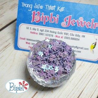 Hạt kim sa đính quần áo hình hoa màu tím nhạt