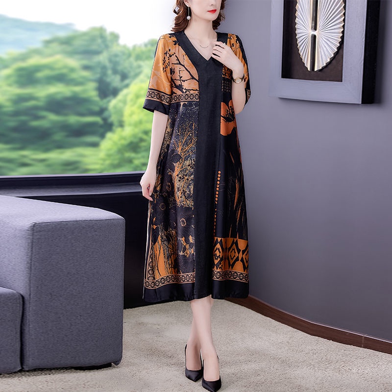 Đầm Dự Tiệc Dáng Rộng Cỡ Lớn Thời Trang Mùa Hè Hàng Mới Cho Nữ Trung Niên Cỡ Lớn 2022