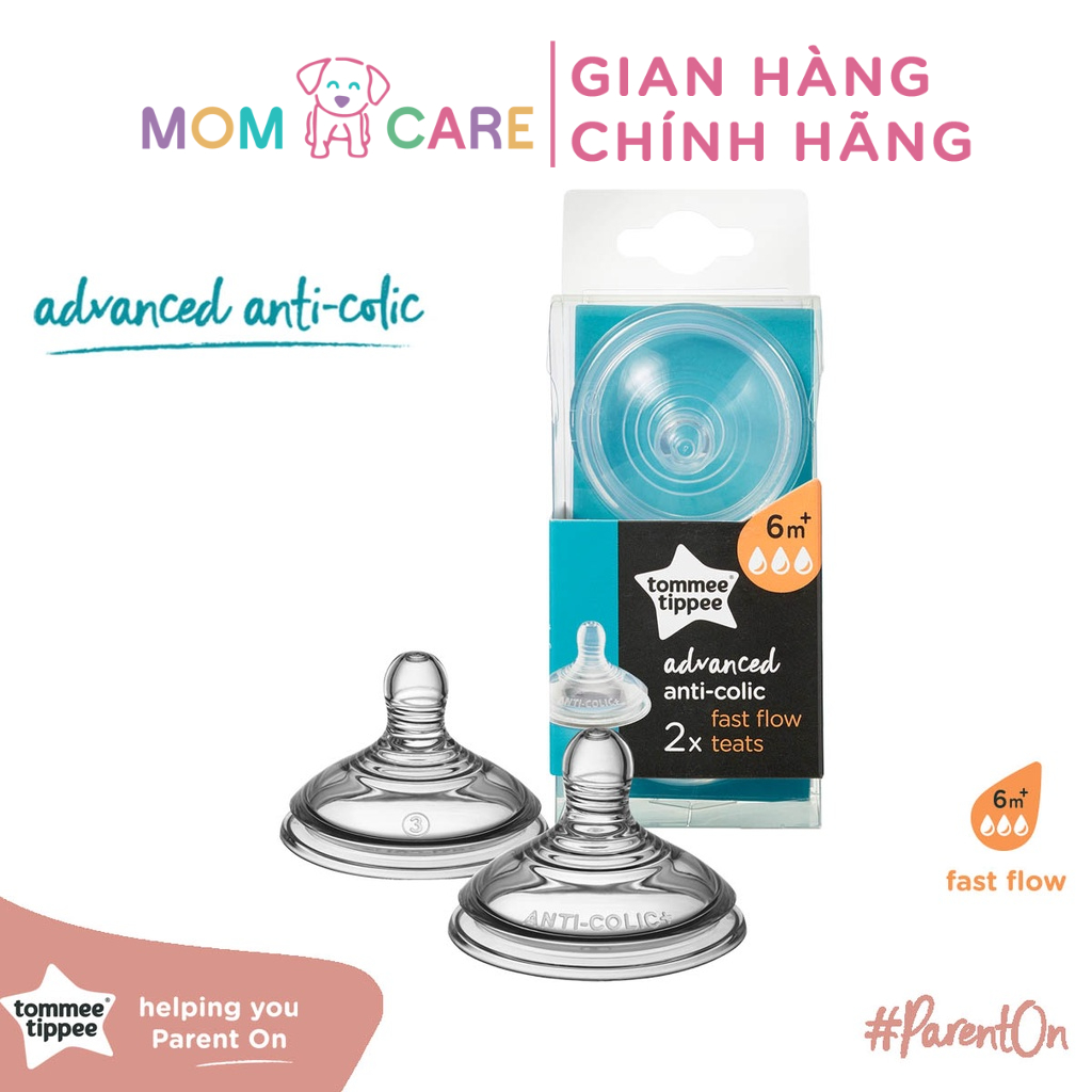Núm ty silicon thay bình sữa Tommee Tippee Advanced Anti-Colic Fast Flow từ 6 tháng