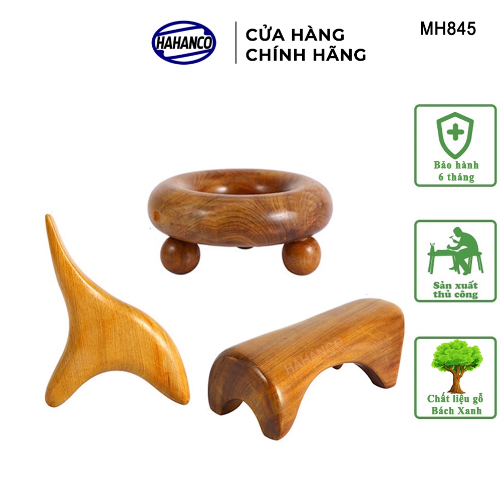 Bộ 3 Dụng Cụ Mát Xa Day Ấn Huyệt Toàn Thân Kiểu Thái HAHANCO Bằng Gỗ Thơm - MH845