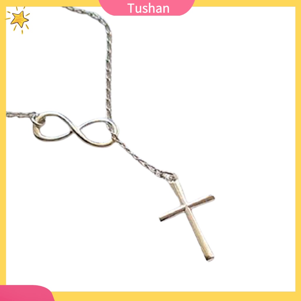 TUSH_Women's Simple 8 Shaped Cross Choker Collar Statement Pendant Necklace Jewelry