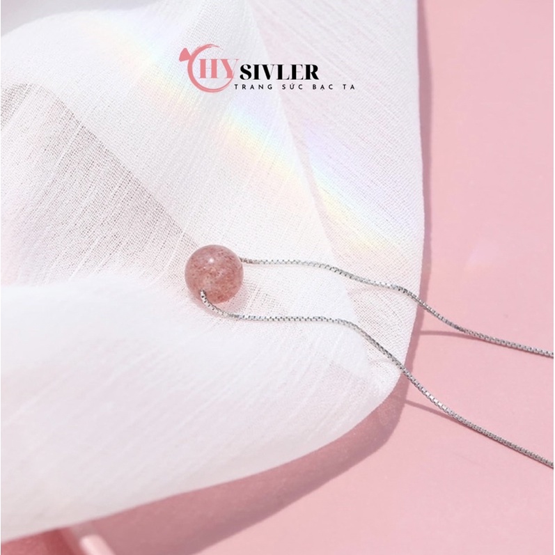 Dây chuyền bạc đá hồng dâu nhẹ nhàng nữ tính dây chuyền nữ bạc thật