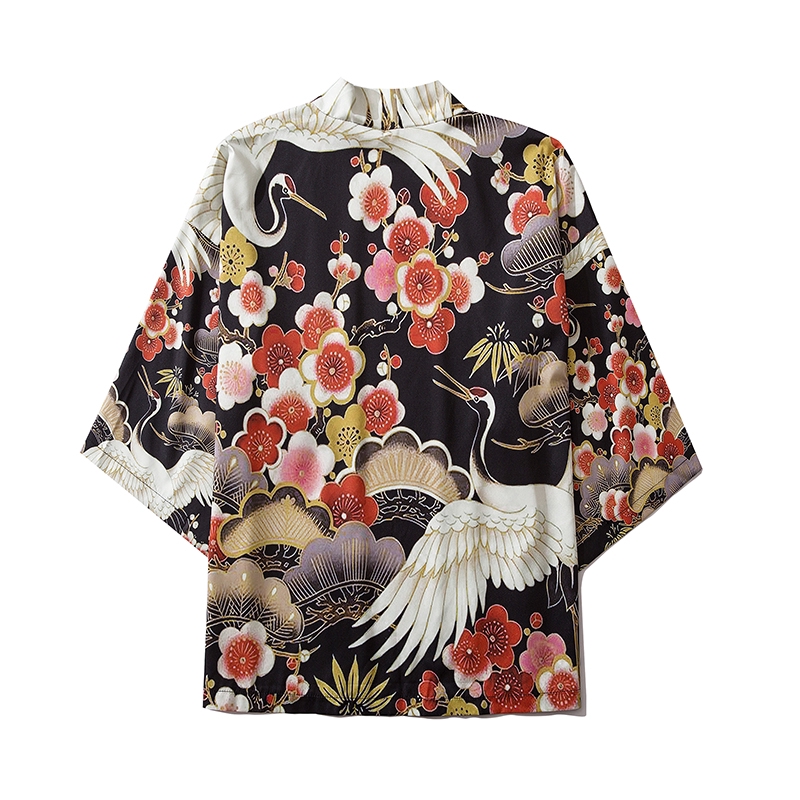 Bebovizi Fashion Swan Women Men's Kimono Outer Blouse Japanese Loose Harajuku Beach Unisex Clothes | BigBuy360 - bigbuy360.vn