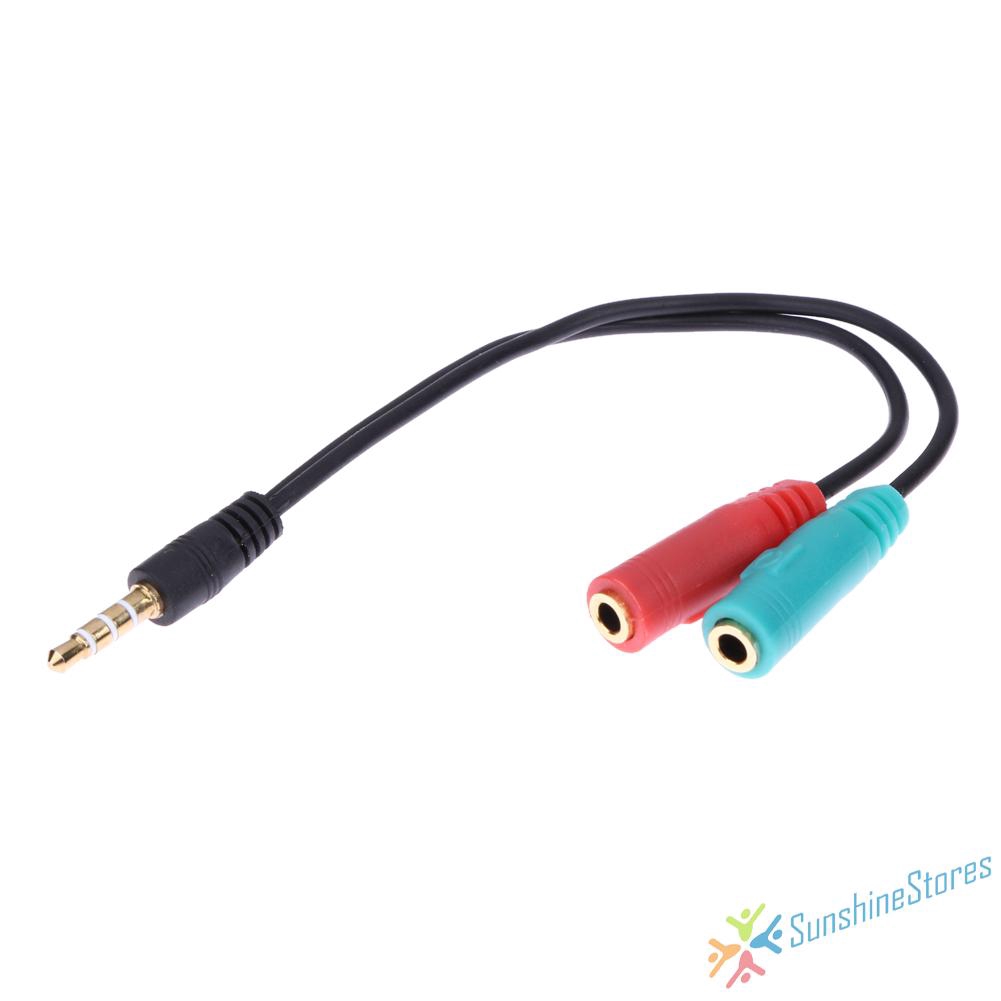 2 in 1 Splitter 4 Pole 3.5mm Audio earphone headset to 2 female jack Headphone Jack