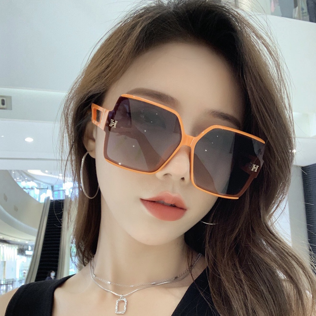 Kính râm thời trang màu cam cho phụ nữ Xu hướng cổ điển kính râm hình vuông rỗng UV400