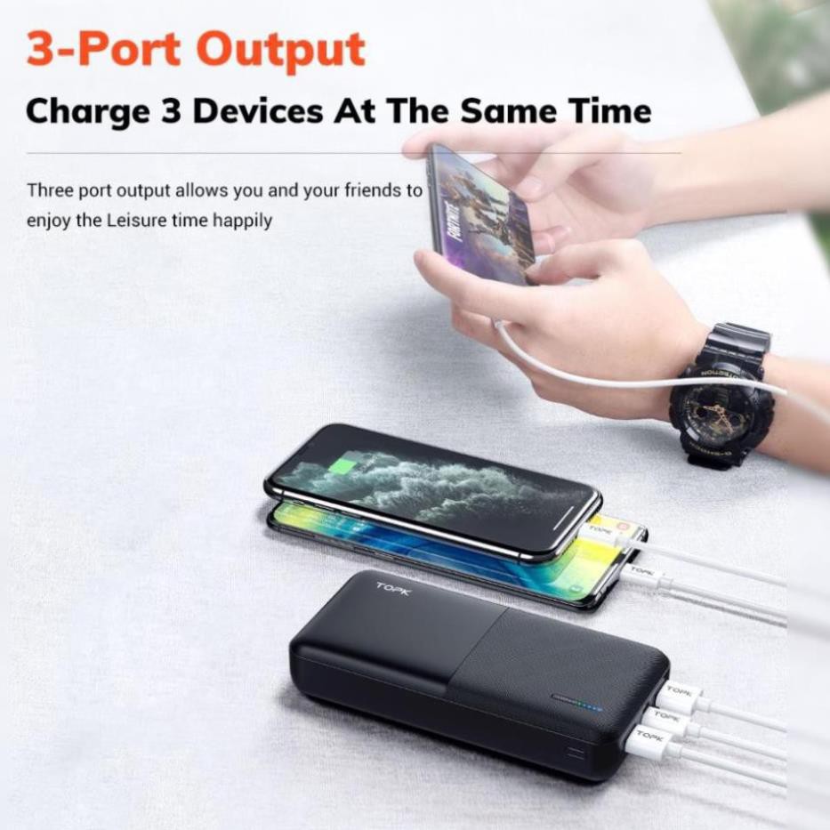 Pin Dự Phòng TOPK I2009Q Sạc Nhanh 2 Cổng USB PD3.0 QC3.0 20000mAh Cho Xiaomi Samsung IPhone TPHCM