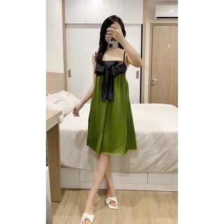 Váy lụa 2 dây ngực nơ